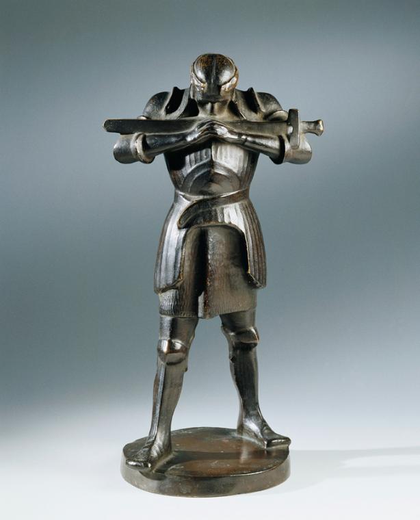 Franz Metzner, Standbild des Markgrafen Rüdiger von Bechelaren, 1912, Bronze, 40 × 21 × 16 cm, …