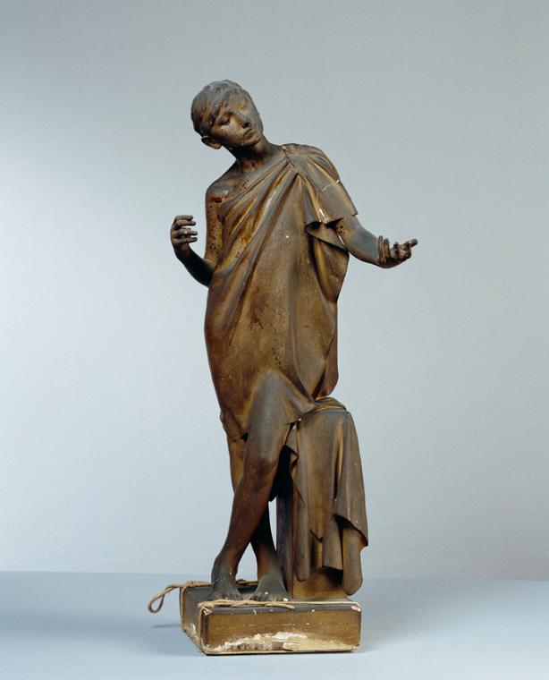 Stefan Schwartz, Bettelnder Knabe, Gips, dunkel patiniert, H: 76 cm, Belvedere, Wien, Inv.-Nr. …