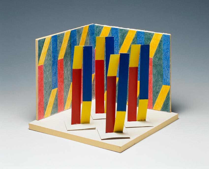 Roland Goeschl, Ballet-Konkret, Eckraumgestaltung, Modell im Maß 1:20, 1997–2001, Papier, Kunst…