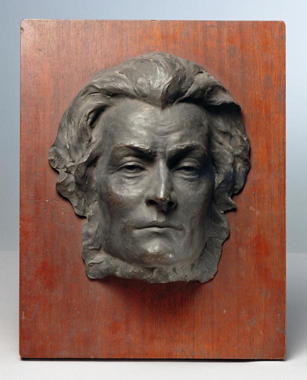 Stanislaw Roman Lewandowski, Maske von Adam Mickiewicz, undatiert, Bronze, H.: 28,5 cm, Belvede…