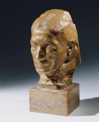 Richard Scheibe, Kopf der Großmutter, 1933, Bronzeguss, goldfarben, H: 25 cm, Belvedere, Wien, …