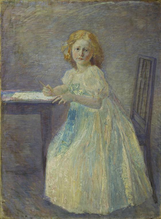 Franz Jaschke, Mädchen in weißem Kleid, 1902, Öl auf Leinwand, 115 x 85 cm, Belvedere, Wien, In…