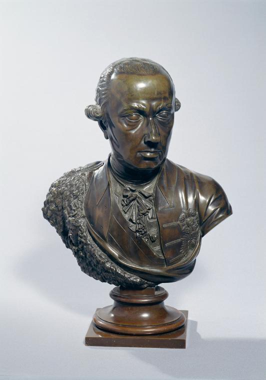 Karl Georg Merville, Kaiser Leopold II., 1792, Gelbguss, patiniert, H: 58 cm, Belvedere, Wien, …