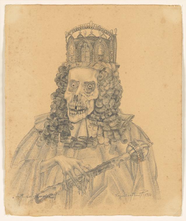 Kurt Regschek, Seine Majestät der Ender, 1960, Bleistift auf Papier, 19,4 × 16 cm, Belvedere, W…
