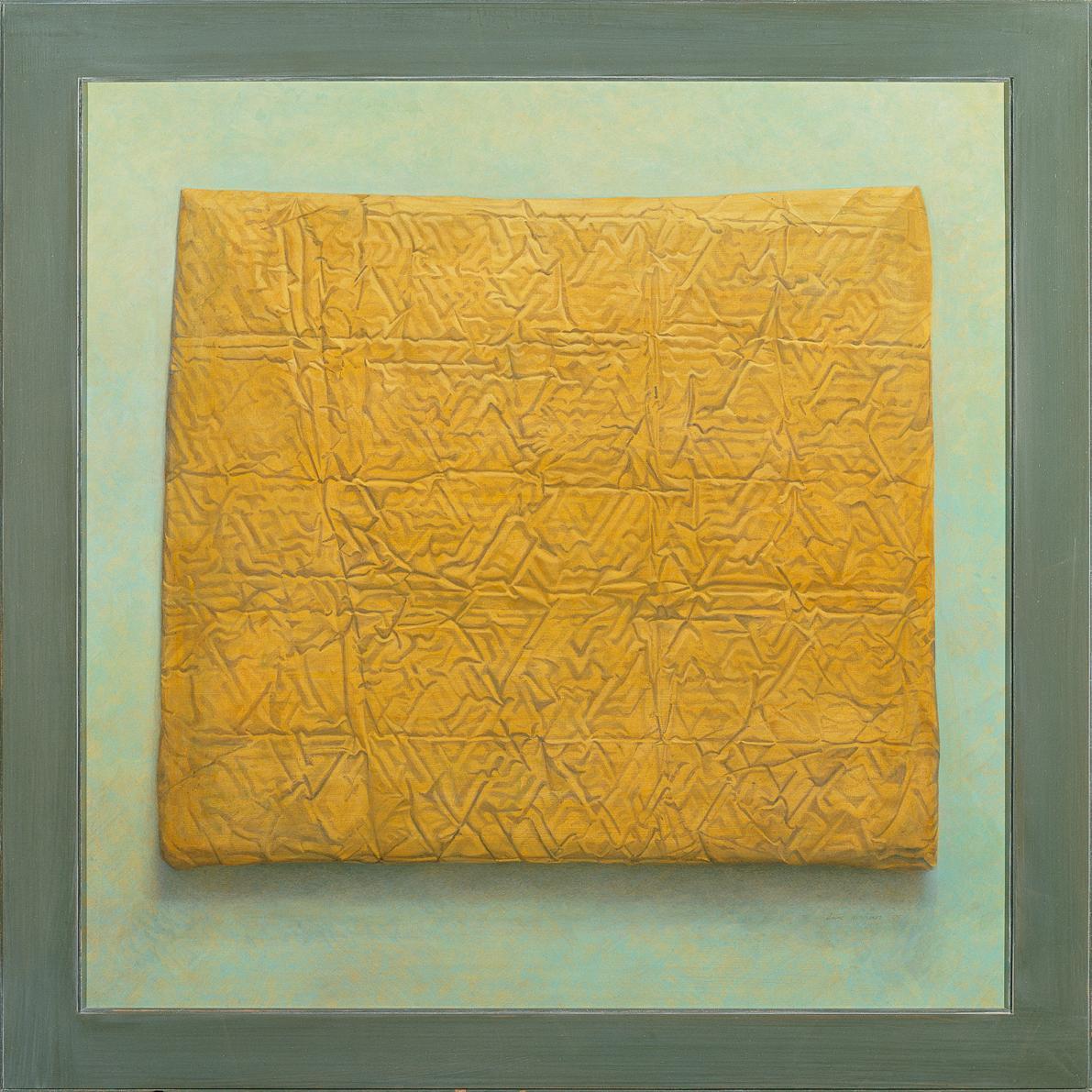 Anne Hauser, Verpackt III, 1995, Acryl, Öl auf Holz, 90 x 90 cm, Belvedere, Wien, Inv.-Nr. 9674