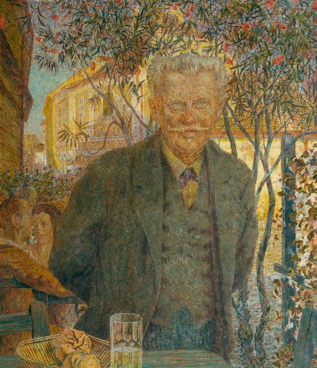Leopold Blauensteiner, Der Gastwirt Siebenhandl in Melk, um 1920, Öltempera auf Karton, 82,5 x …
