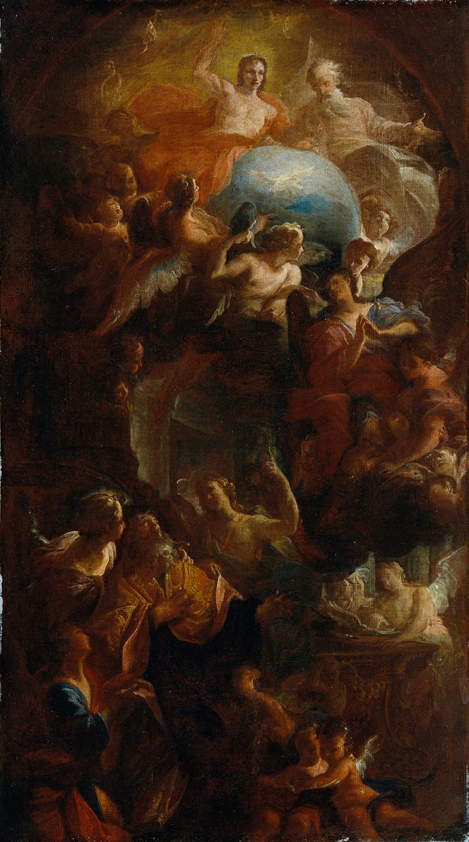 Carlo Carlone, Tod des heiligen Augustinus, Öl auf Leinwand, 70 x 39 cm, Belvedere, Wien, Inv.-…