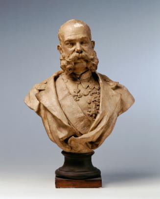 Stefan Schwartz, Kaiser Franz Joseph I., um 1890, Gips, H. inkl. Sockel: 42 cm, Belvedere, Wien ...