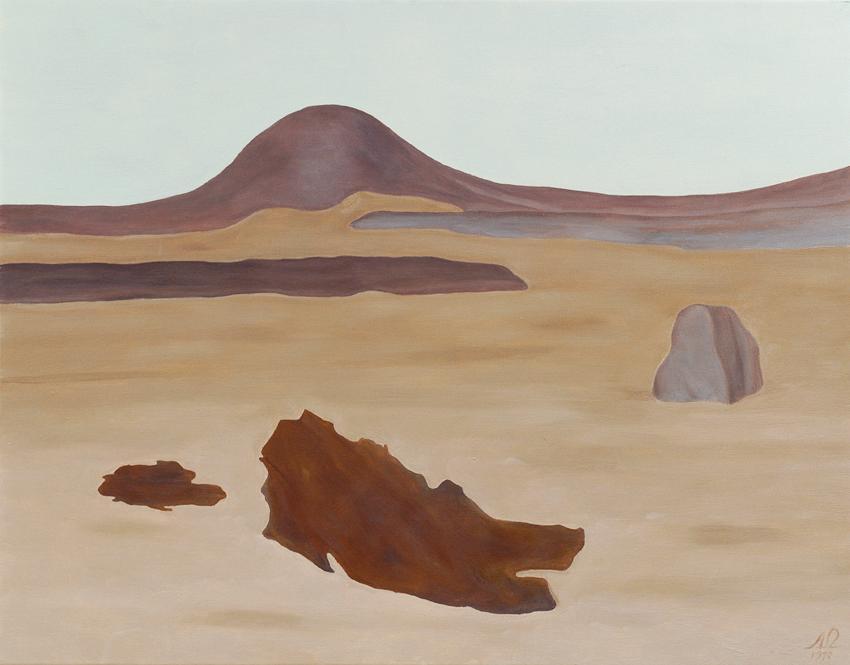Albert Reuss, Desert Rocks, 1970, Öl auf Leinwand, 71 × 91 cm, Artothek des Bundes, Dauerleihga…