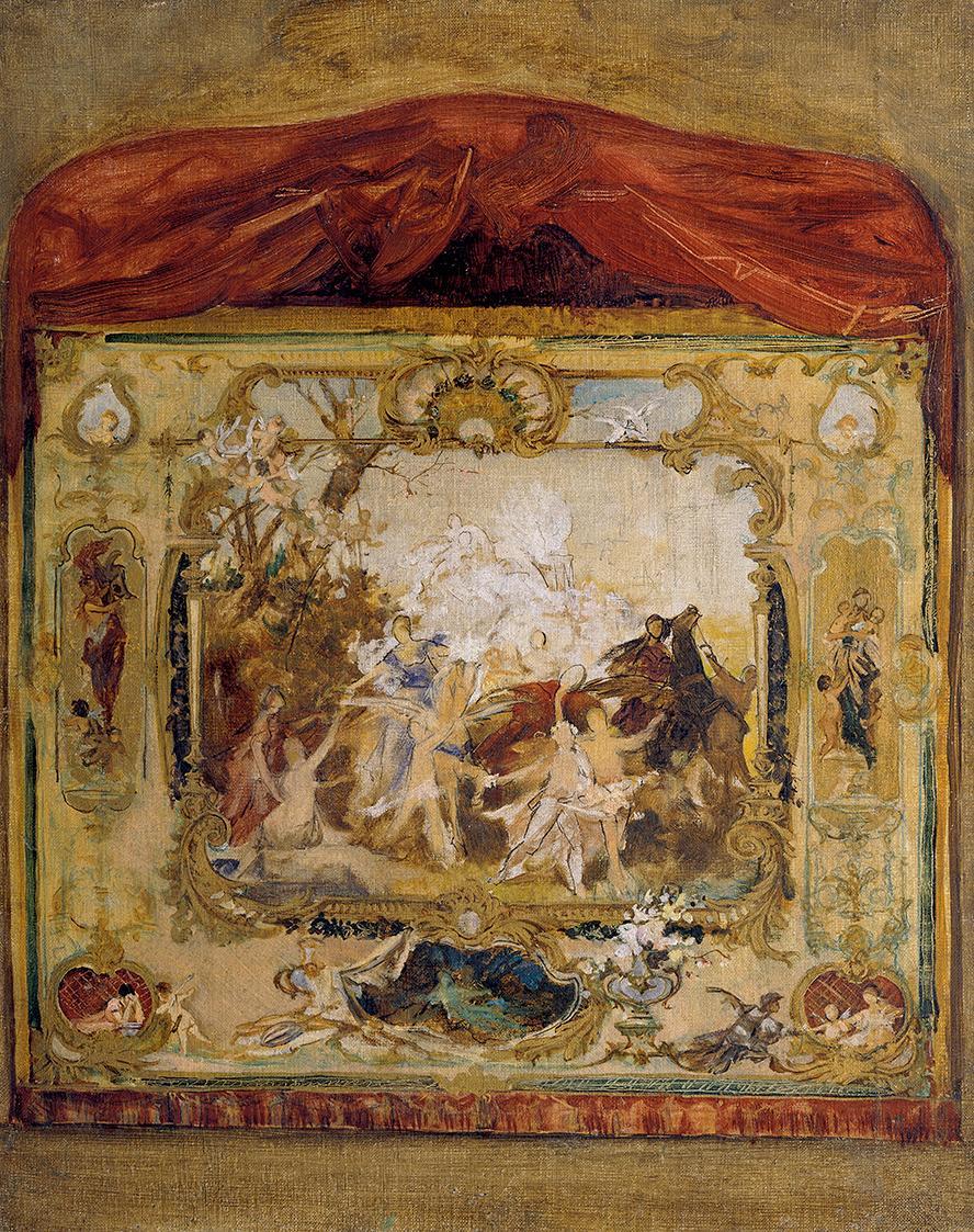 Gustav Klimt, Entwurf zu einem Vorhang des Stadttheaters Karlsbad, 1884/1885, Öl auf Leinwand, …