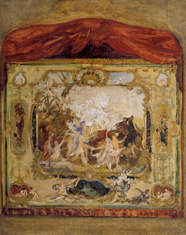 Gustav Klimt, Entwurf zu einem Vorhang des Stadttheaters Karlsbad, 1884/1885, Öl auf Leinwand, …