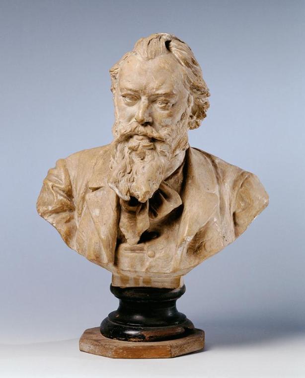 Viktor Oskar Tilgner, Der Komponist Johannes Brahms, Gips, H. inklusive Sockel: 41 cm, Belveder…