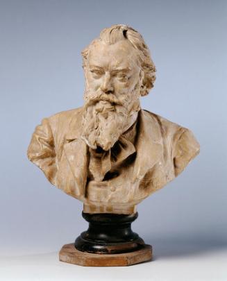 Viktor Oskar Tilgner, Der Komponist Johannes Brahms, Gips, H. inklusive Sockel: 41 cm, Belveder…