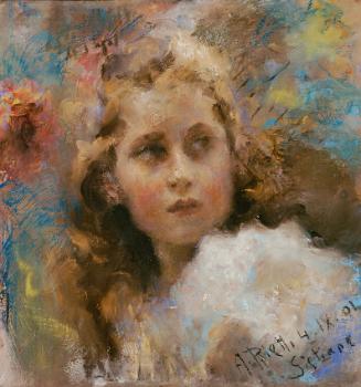 Arturo Rietti, Else Hartmann, 1901, Pastell auf Karton, 45 x 43,5 cm, Belvedere, Wien, Inv.-Nr.…