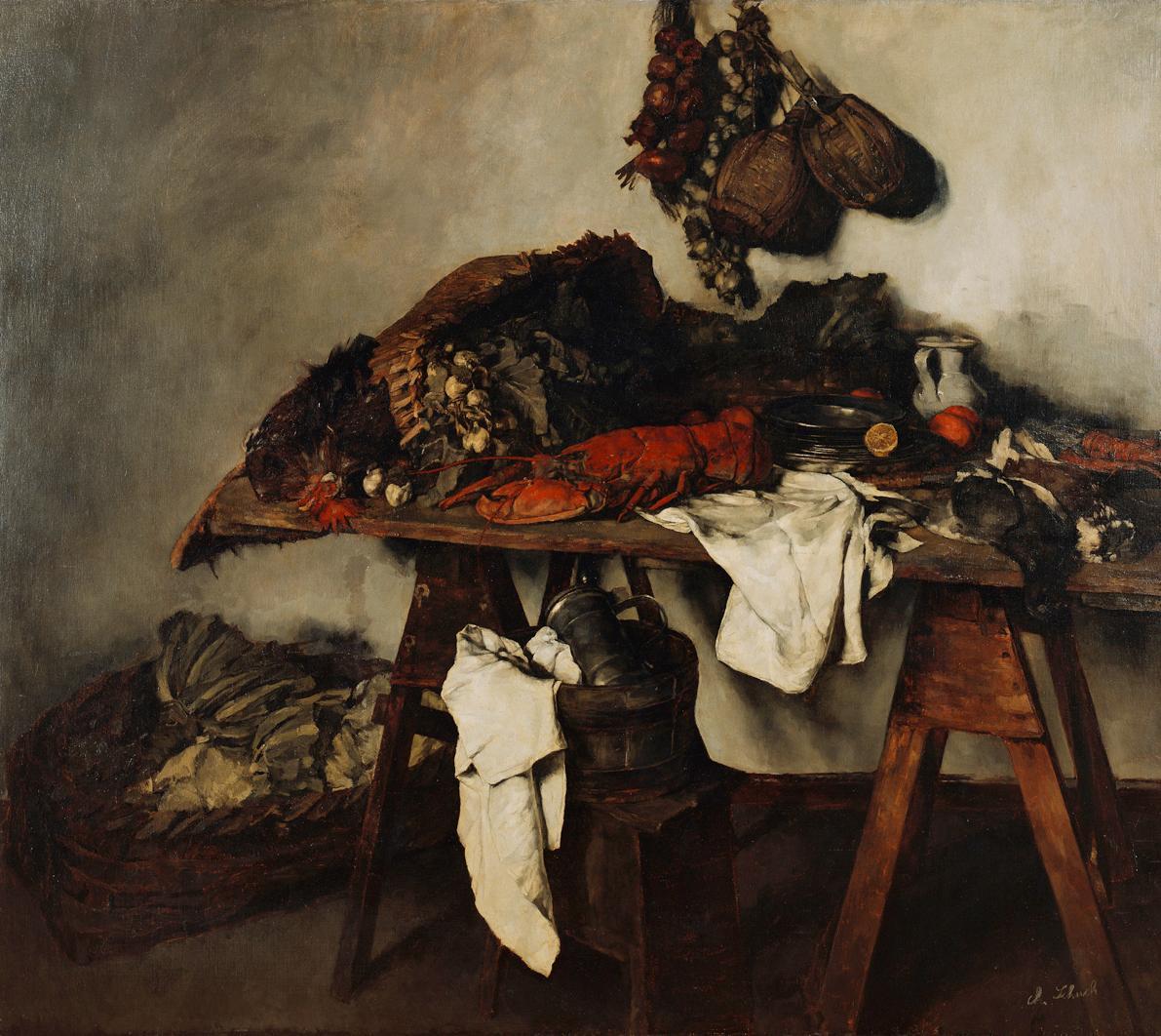 Carl Schuch, Großes Küchenstillleben, 1879, Öl auf Leinwand, 160 x 183 cm, Belvedere, Wien, Inv…