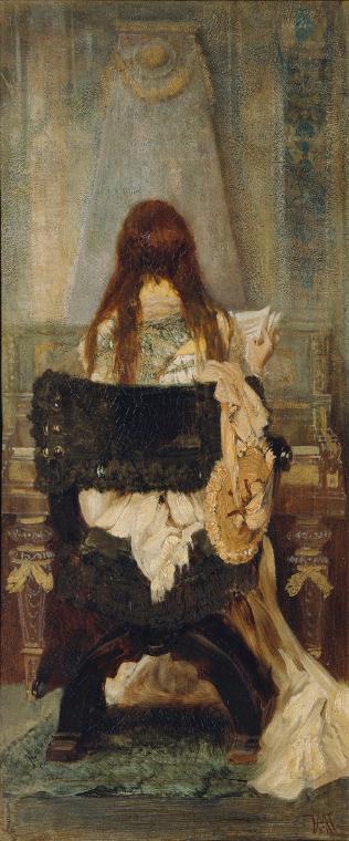 Hans Makart, Dame am Spinett, 1871, Öl auf Leinwand, 83 x 35,7 cm, Belvedere, Wien, Inv.-Nr. 14…