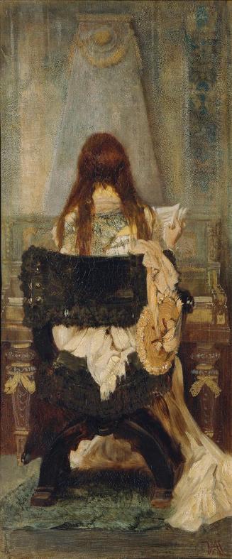 Hans Makart, Dame am Spinett, 1871, Öl auf Leinwand, 83 x 35,7 cm, Belvedere, Wien, Inv.-Nr. 14…