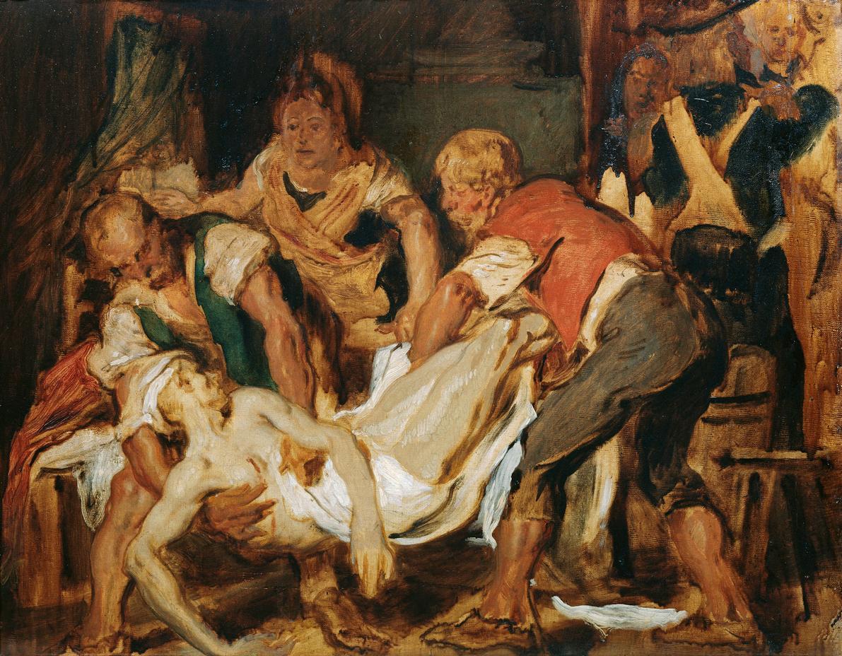 Hans Canon, Die Bergung der Leiche Jean-Paul Marats (1743-1793), nach 1875, Öl auf Leinwand, 58…