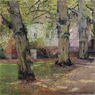 Peter Grabwinkler, Herbstlicher Park, undatiert, Öl auf Leinwand, 100 x 100 cm, Belvedere, Wien…