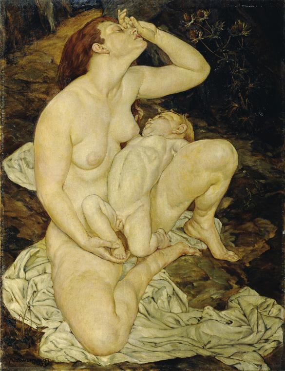 Arthur Brusenbauch, Klagende Mutter mit Kind, 1919, 102 x 79 cm, Öl auf Leinwand, Belvedere, Wi…