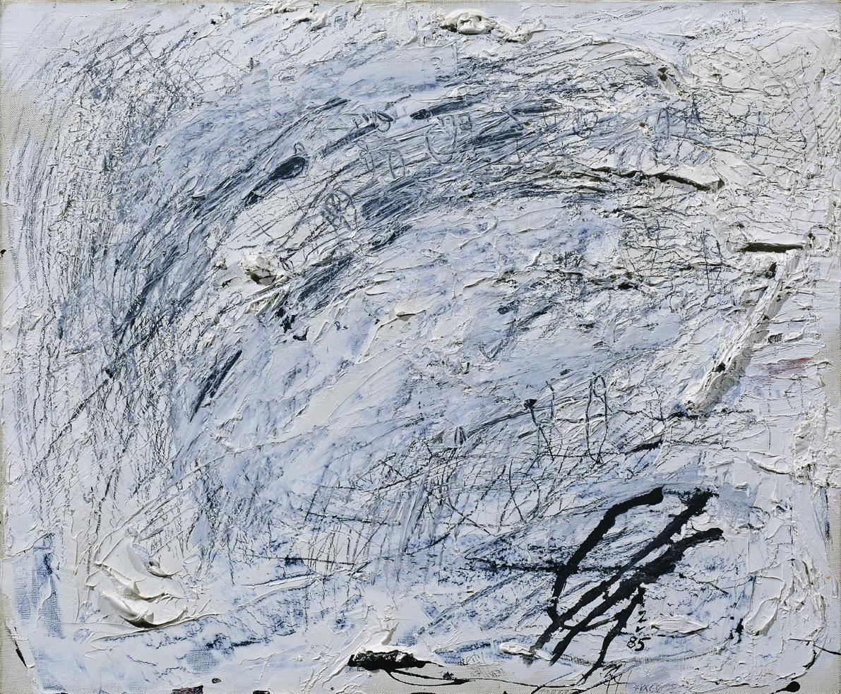 Georg Chaimowicz, Porträt einer Masse, 1985, Öl, Lack, Bleistift auf Leinwand, 50 x 61 cm, Belv…