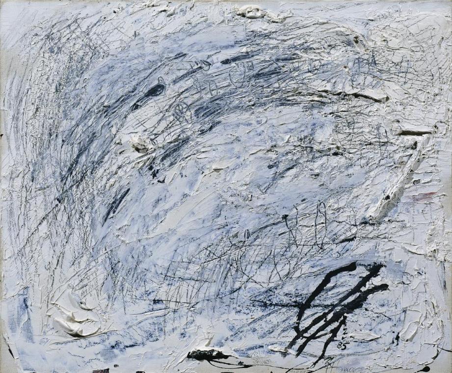 Georg Chaimowicz, Porträt einer Masse, 1985, Öl, Lack, Bleistift auf Leinwand, 50 x 61 cm, Belv ...