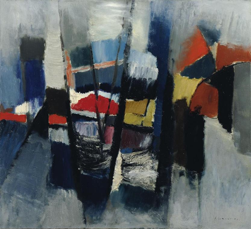 Carl Unger, Hafen von Sanary, 1957, Öl auf Leinwand, 91 x 100 cm, 1969 Artothek des Bundes, Dau…