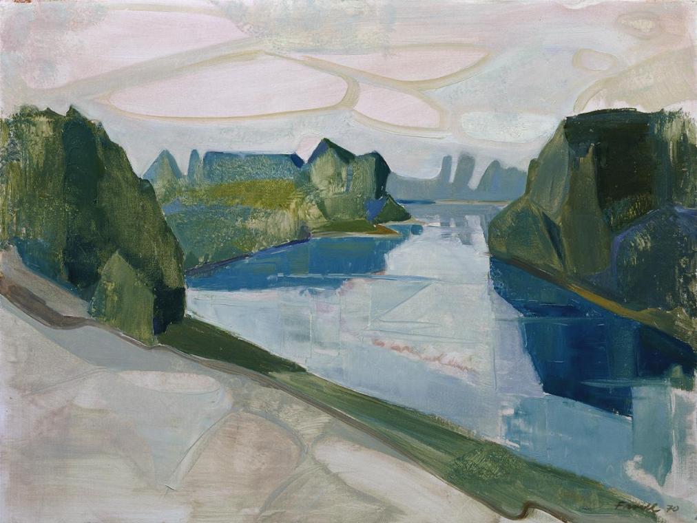 Hilde Frodl, Tagliamento, 1970, Öl auf Leinwand, 60 x 80 cm, Artothek des Bundes, Dauerleihgabe…