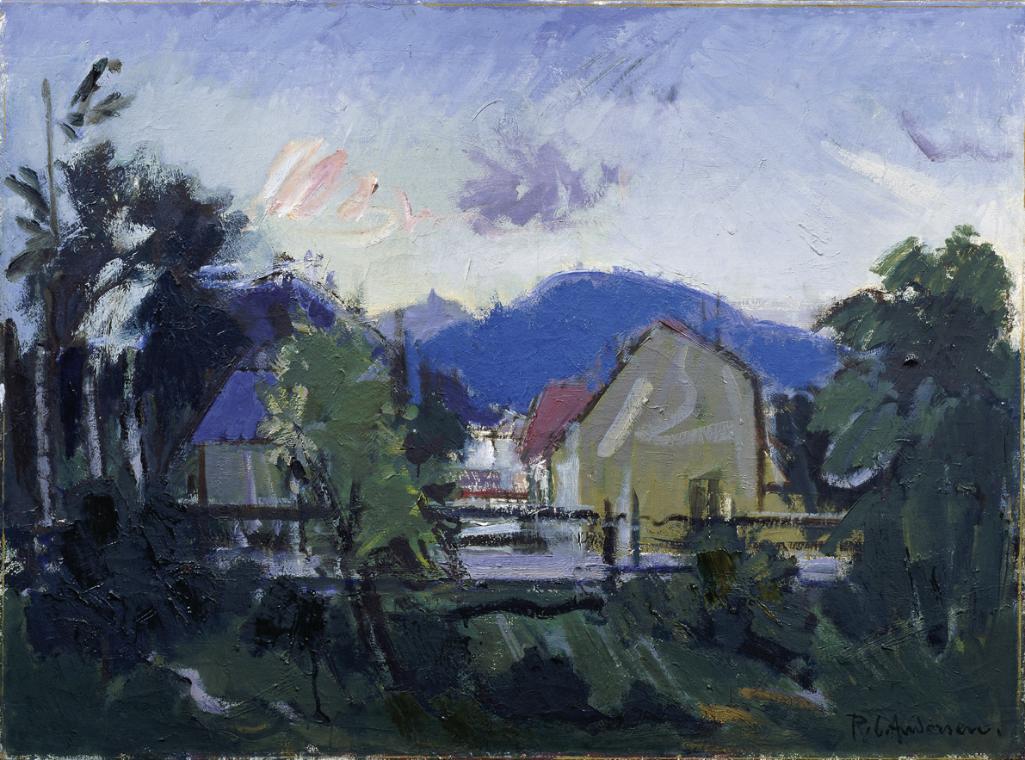 Robin Christian Andersen, Landschaft bei Pitten, vor 1935, Öl auf Leinwand, 75 x 99,8 cm, Belve…