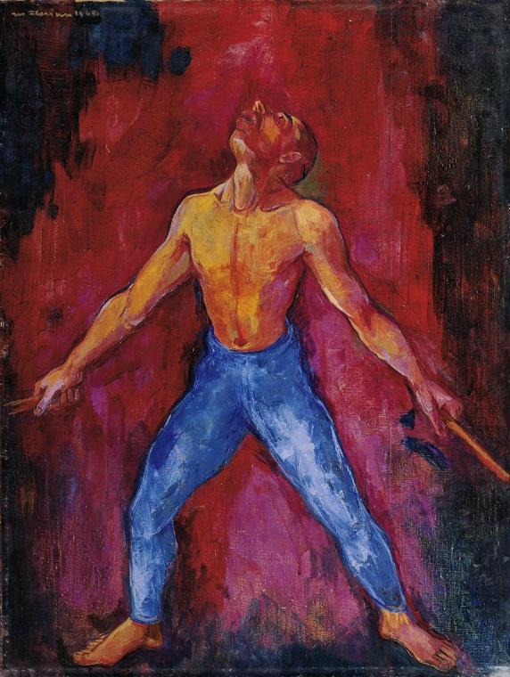 Maximilian Florian, Der Feuerschlucker, 1944, Öl auf Leinwand, 79 x 60,5 cm, Belvedere, Wien, I…