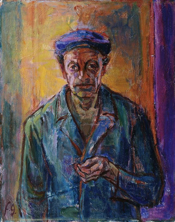 Marianne Fieglhuber-Gutscher, Mann mit Kappe, 1957, Öl auf Leinwand, 78,5 x 62 cm, Artothek des…