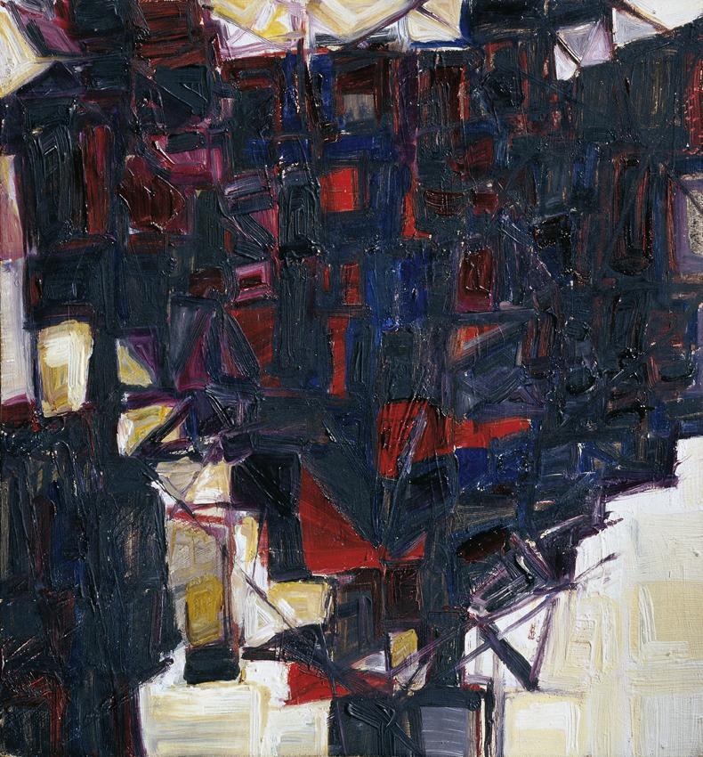 Komposition auf elfenbeingelbem Grund