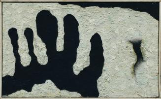 Hubert Dietrich, Ligere - Komposition, um 1954, Öl und Sand auf Hartfaserplatte, 33,5 x 55,5 cm…
