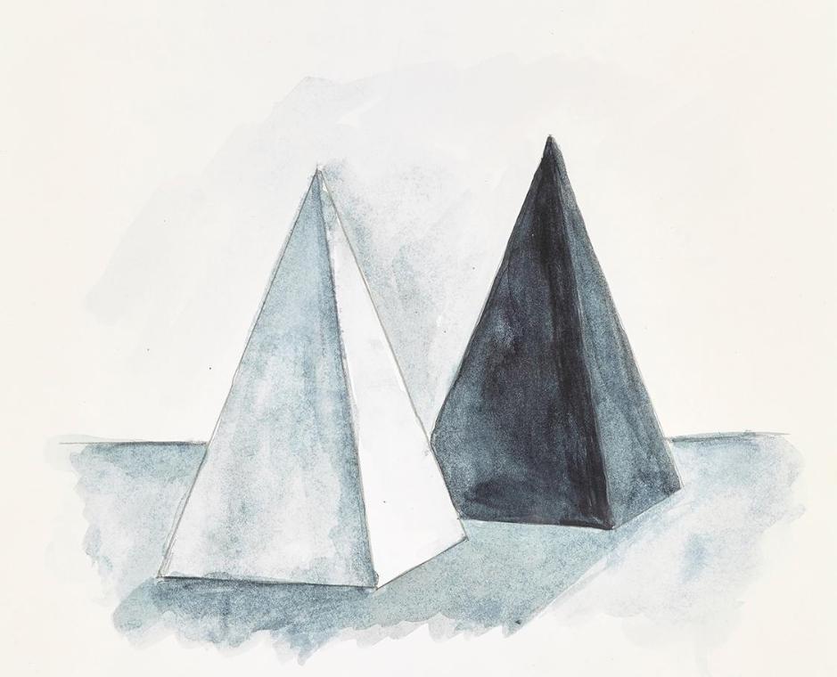Anna Jermolaewa, Beide Weiß (nach Valeria Mukhina), 2015, Bemaltes Holz, Aquarell, gerahmt, 115…