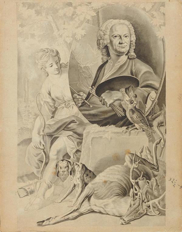 Johann Georg Bergmüller, Frontispiz, 18. Jahrhundert, Aquarell-Grisaille auf Papier, 41,3 × 32, ...