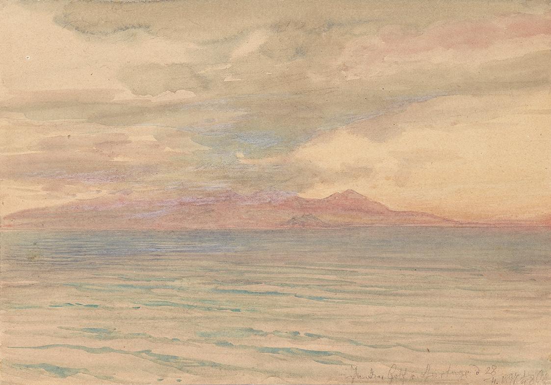 Josef Hoffmann, Sonnenuntergang im Golf von Karthago, 1897, Aquarell, 16,5 × 23,7 cm, Belvedere…