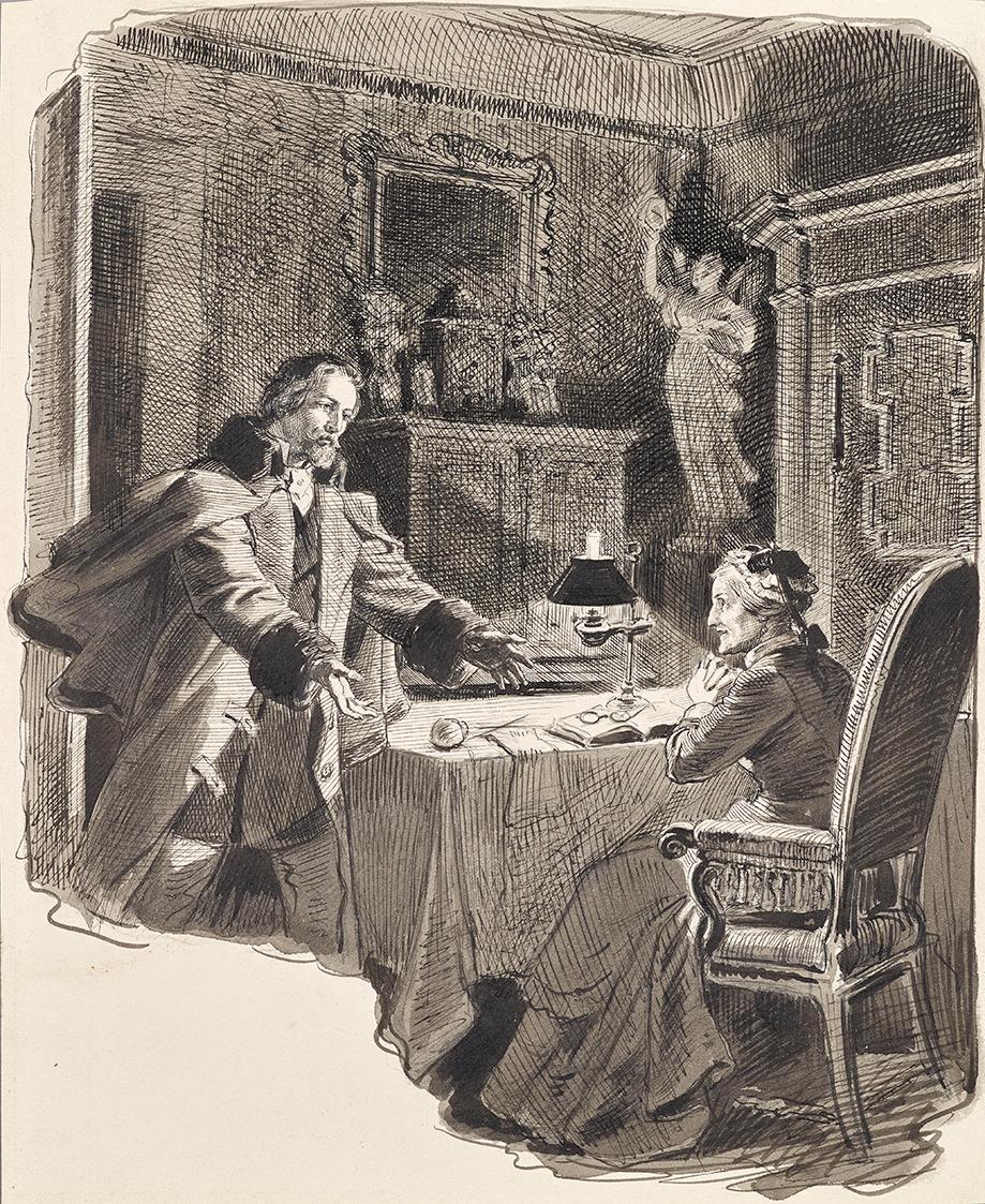 Joseph Eugen Hörwarter, Der heimkehrende Sohn, um 1890, Tusche und Weißhöhungen auf Papier, 24,…