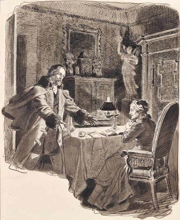 Joseph Eugen Hörwarter, Der heimkehrende Sohn, um 1890, Tusche und Weißhöhungen auf Papier, 24,…