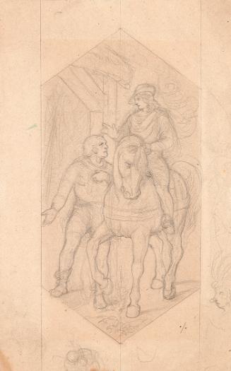 Zuschreibung an Joseph von Führich, Reiter und Mann zu Fuß, Bleistift auf Papier, 28,2 × 17,8 c…
