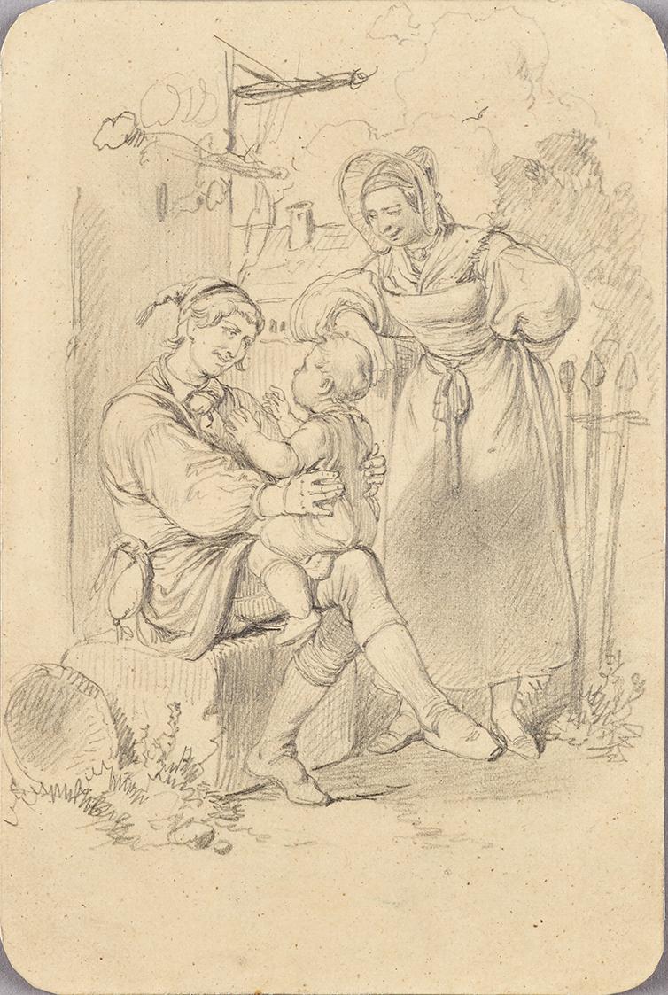 Eduard Ritter, Die glückliche Familie, Bleistift auf Papier, 16,2 × 11 cm, Schenkung Sammlung M…