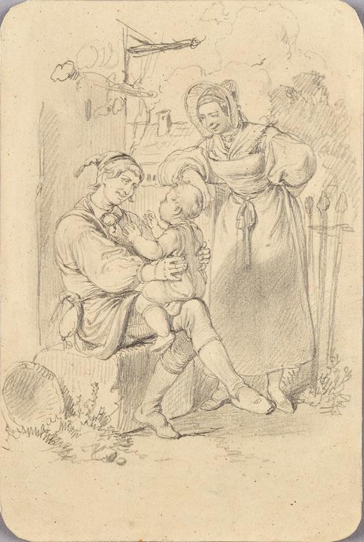 Eduard Ritter, Die glückliche Familie, Bleistift auf Papier, 16,2 × 11 cm, Schenkung Sammlung M…