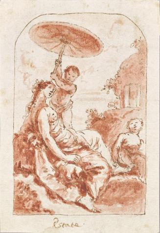 Francesco Fontebasso, Allegorie des Sommers, 1740/1770, Feder und Aquarell auf Papier, 12,2 × 8…