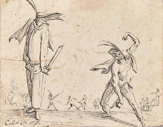 Jacques Callot, Gian Fritello und Ciurlo, wohl 18. Jahrhundert, Tusche auf Papier, 11,2 × 14,4  ...