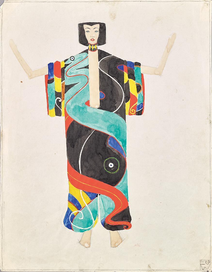 Eduard Josef Wimmer Wisgrill, Kostümstudie in Hosenkimono für die Aufführung von Julius Bittner…