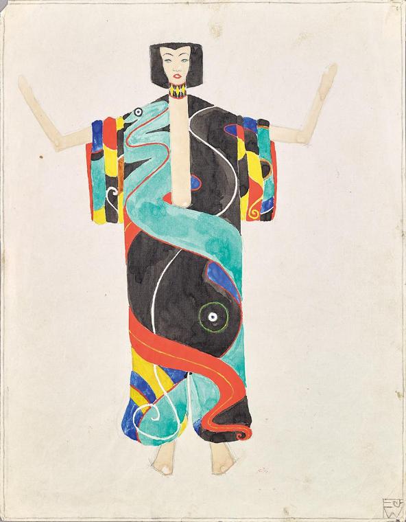 Eduard Josef Wimmer Wisgrill, Kostümstudie in Hosenkimono für die Aufführung von Julius Bittner…