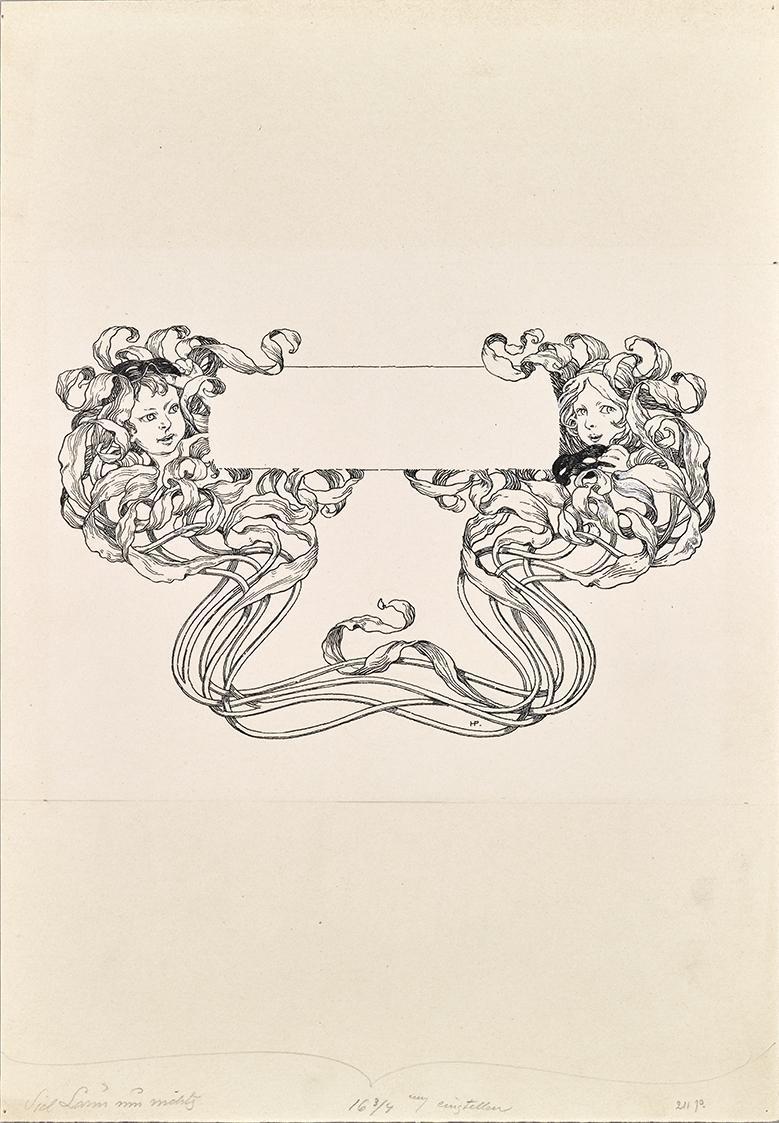 Hans Printz, Kalenderblatt zu "Viel Lärm um Nichts", um 1910, Lichtdruck, Tusche, Aquarell, 36  ...