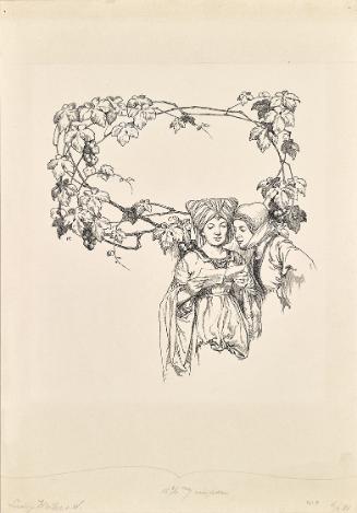 Hans Printz, Kalenderblatt zu "Die lustigen Weiber von Windsor", um 1910, Lichtdruck, 36 × 25,2…