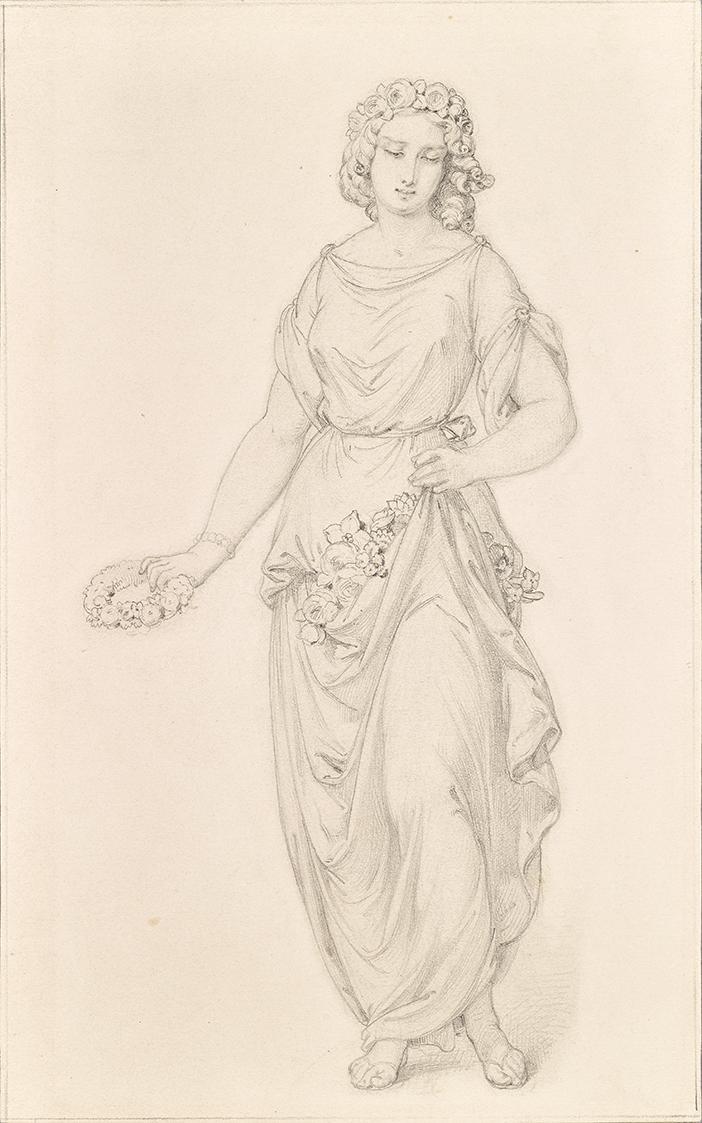 Peter Johann Nepomuk Geiger, Personifizierung des Frühlings, undatiert, Bleistift auf Papier, 2…