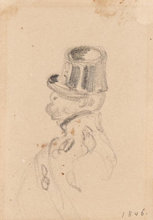 Johann Friedrich Treml, Soldatenskizze, 1846, Bleistift auf Papier, 7,5 × 5 cm, Schenkung Samml…