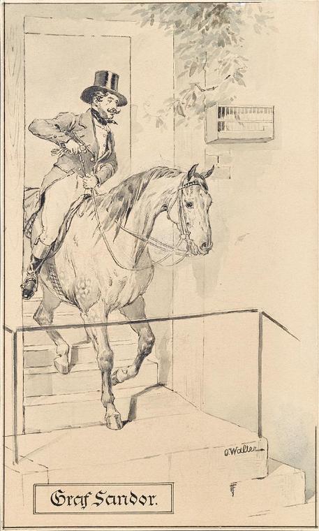 Ottokar Walter, Graf Sandor, um 1890/1900, Feder und  Aquarell auf Papier, 21 × 12,6 cm, Belved…